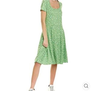 Melissa Masse Green Floral Print Swing Dress Size Large NWT